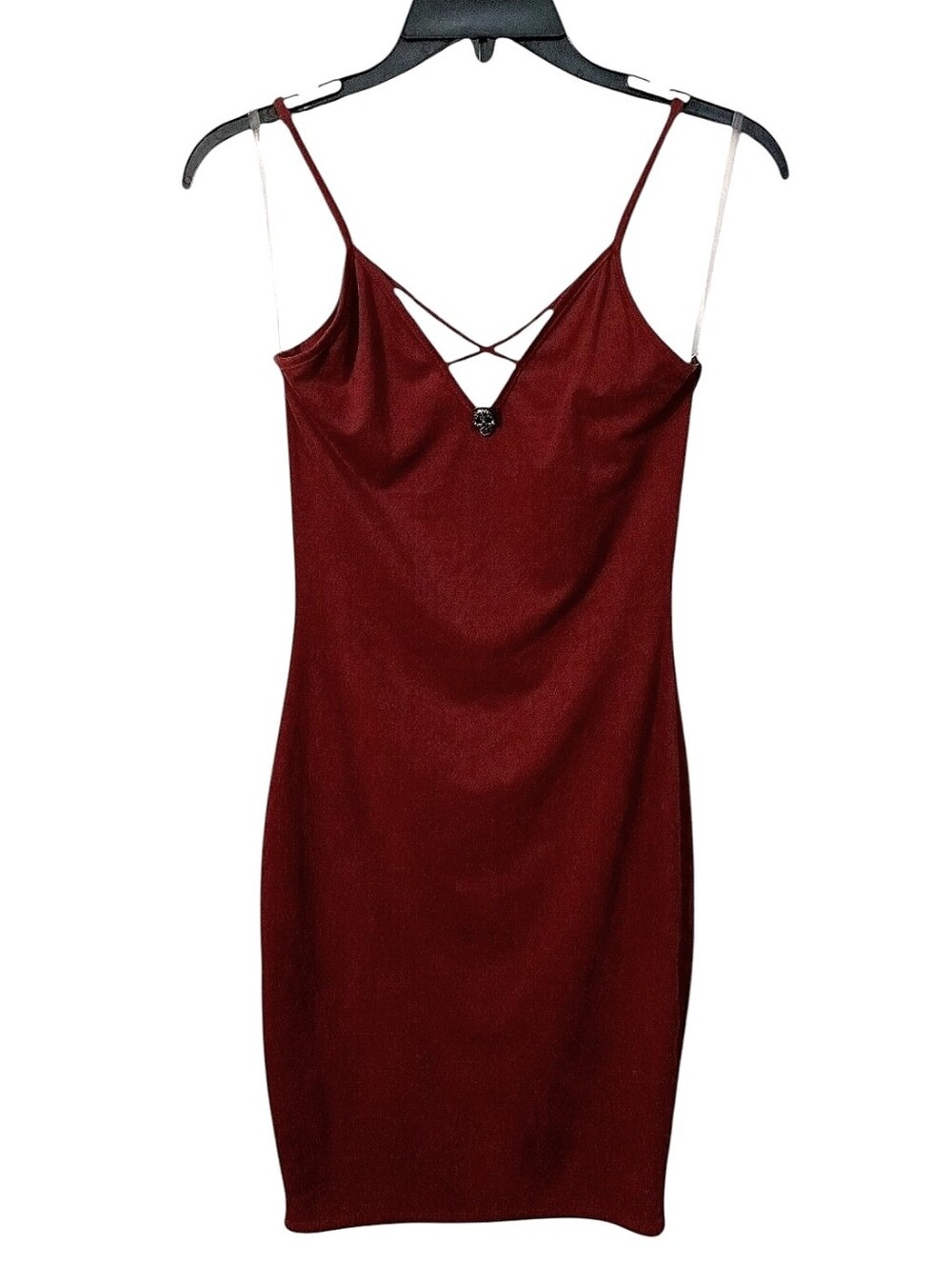 Bodycon Criss Cross Strap Maroon Suede Dress